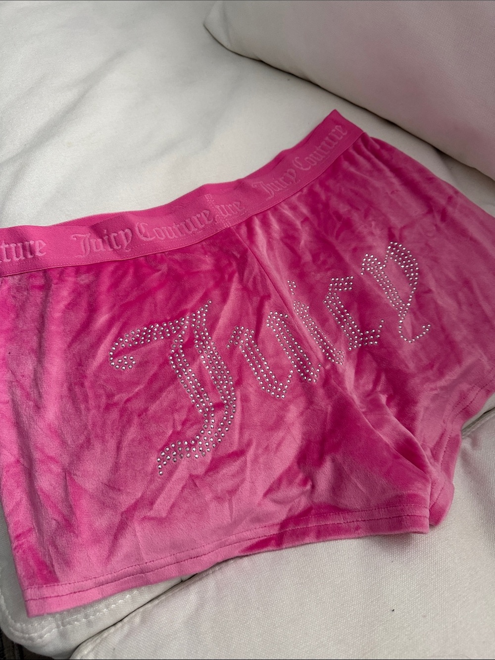 Juicy Couture Hot Pink Velour Boyshorts with Rhinestone Logo NWOT